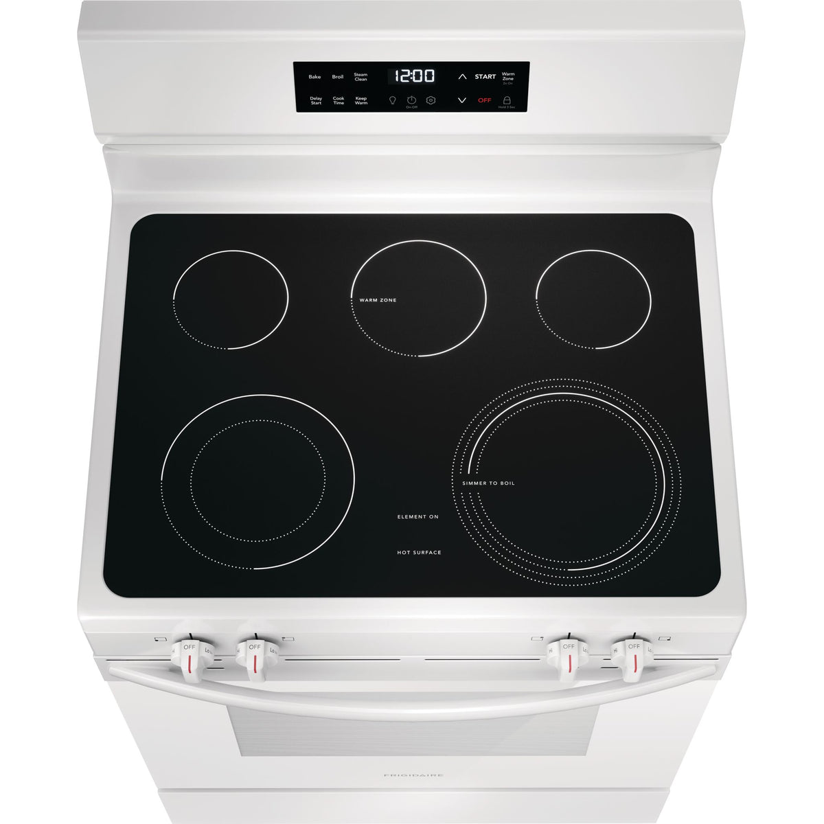 white cooktop electric range